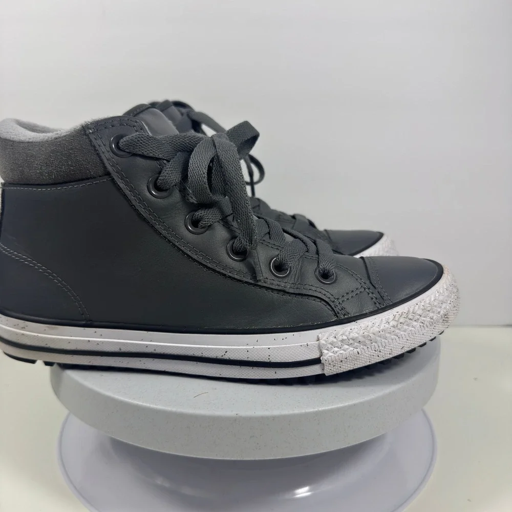 Converse All Star High Top Leather Sneaker‎ Gray Lace Up Kids Youth Size 5